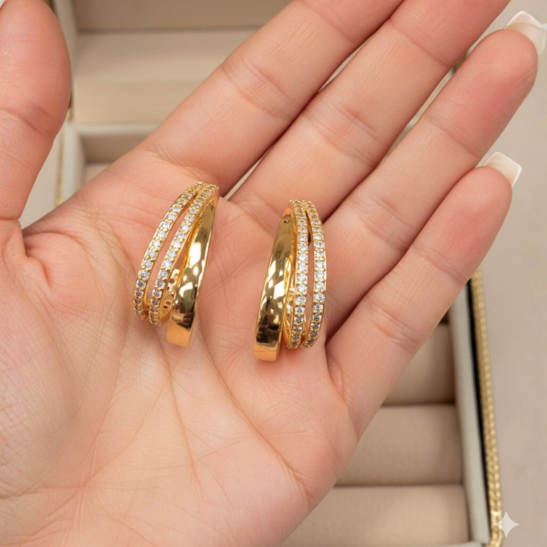 ETERNELLE ARO DE ORO 14K TIPO GARFIO LISO Y CON ZIRCON