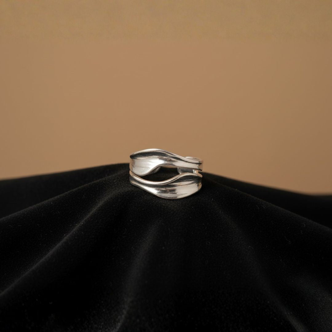 Dual Wave - Anillo doble wave Plateado