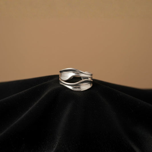 Dual Wave - Anillo doble wave Plateado