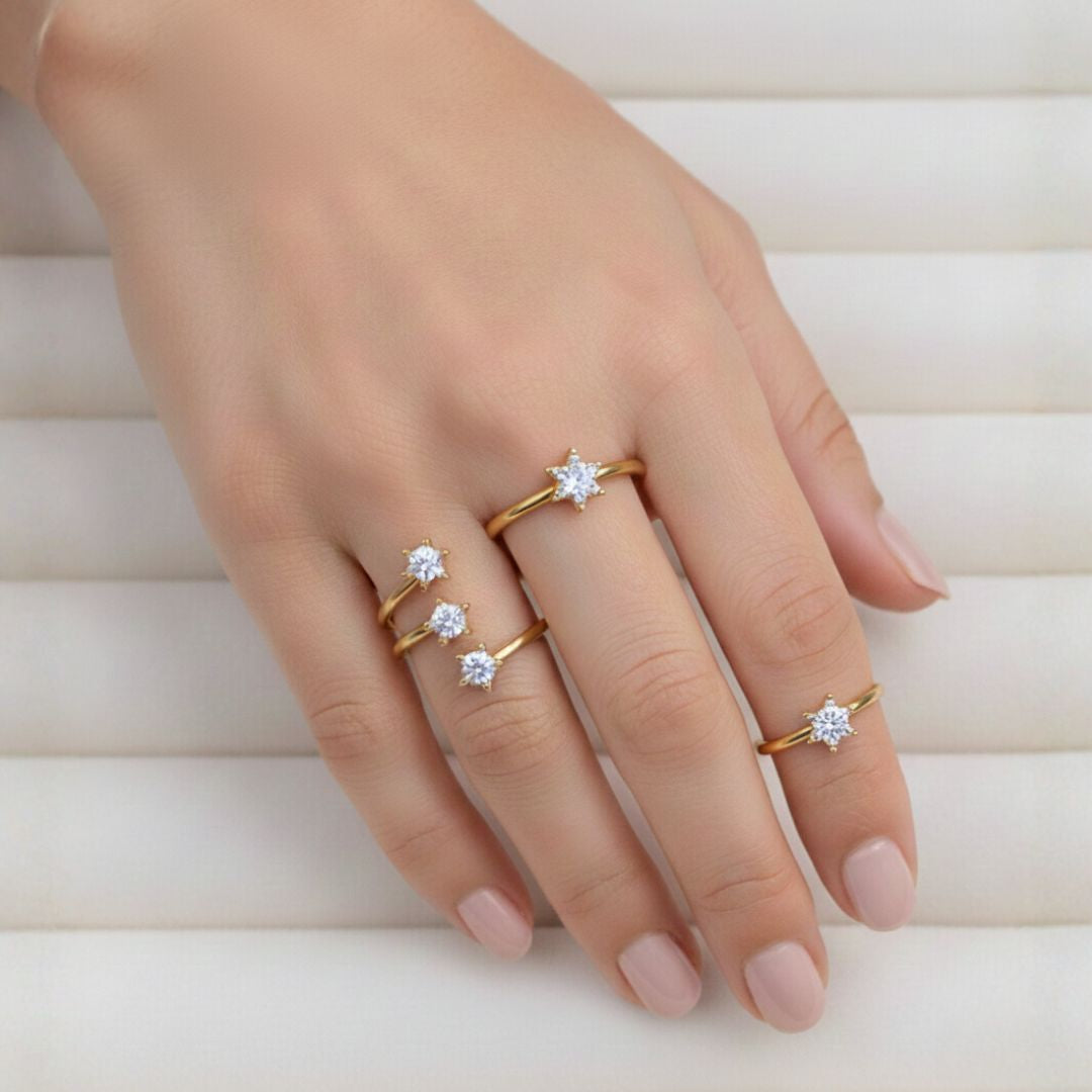 ALMA TRIPLE ANILLO DE ACERO DORADO REGULABLE X3