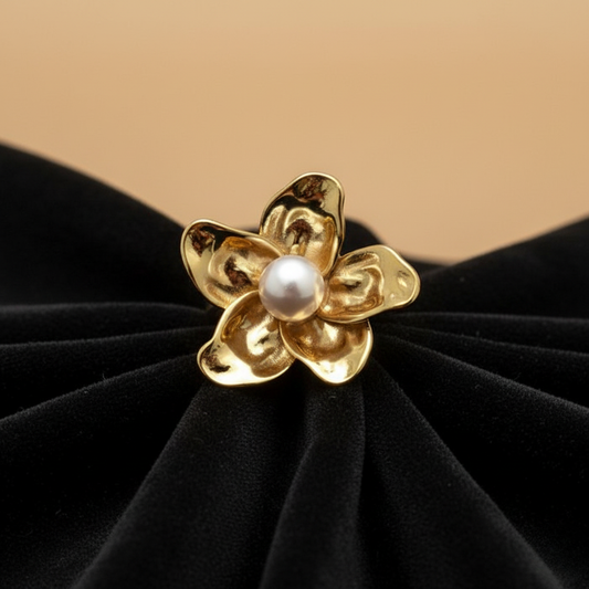 Valentina Gold — Anillo Flor con Perla