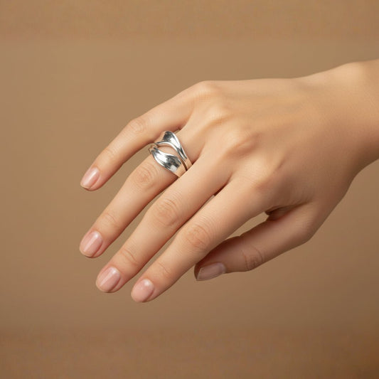 Dual Wave - Anillo doble wave Plateado