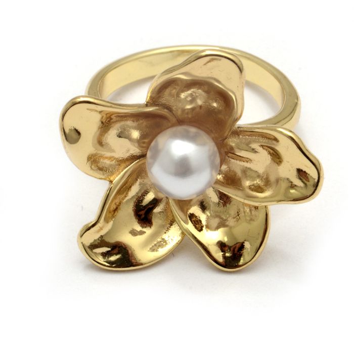 Valentina Gold — Anillo Flor con Perla