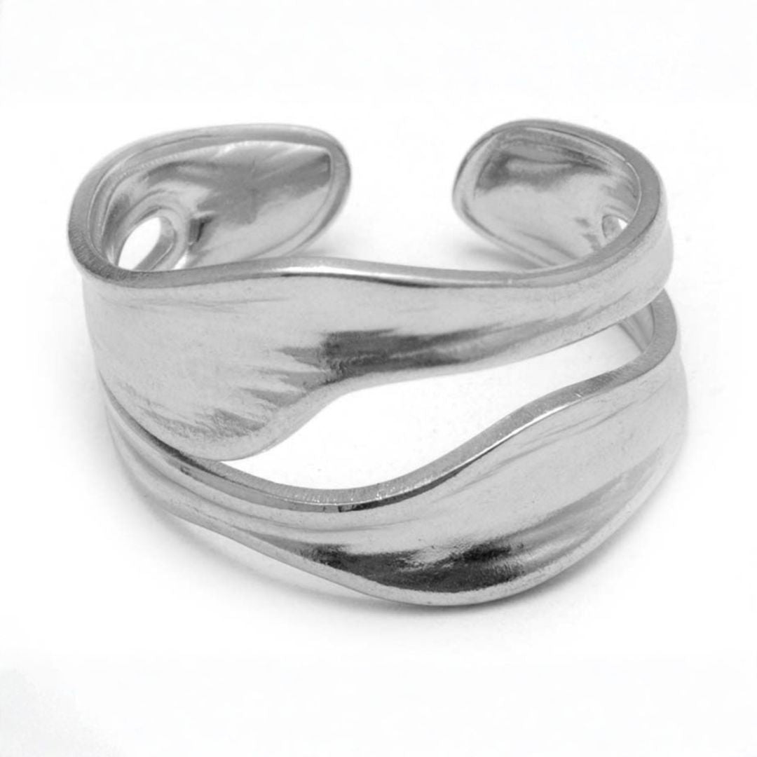 Dual Wave - Anillo doble wave Plateado