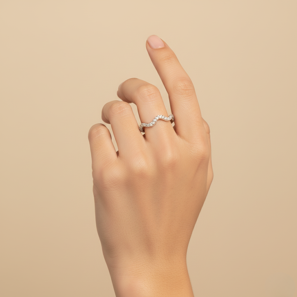 Anillo Onda Con Cubic