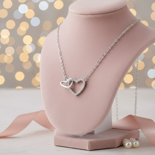 Alma Doble — Collar Corazones Enlazados 925