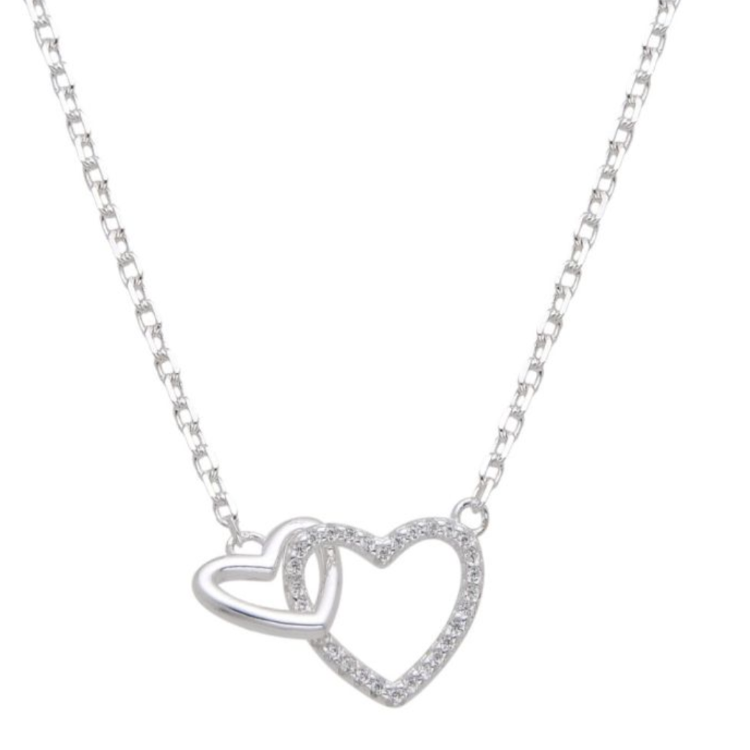 Alma Doble — Collar Corazones Enlazados 925
