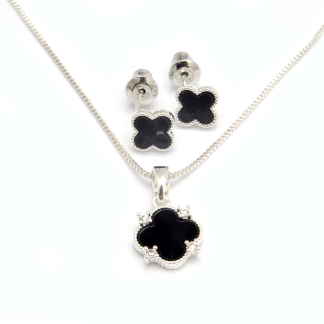 Alma Noir - Set X2: Aros Y Conjunto Flor Negro