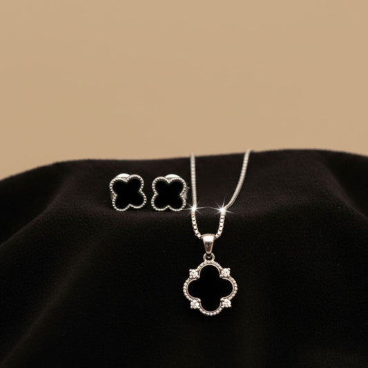 Alma Noir - Set X2: Aros Y Conjunto Flor Negro