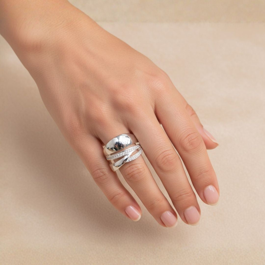 LUNA CLARA  ANILLO DE PLATA Y 2 C/STRASS