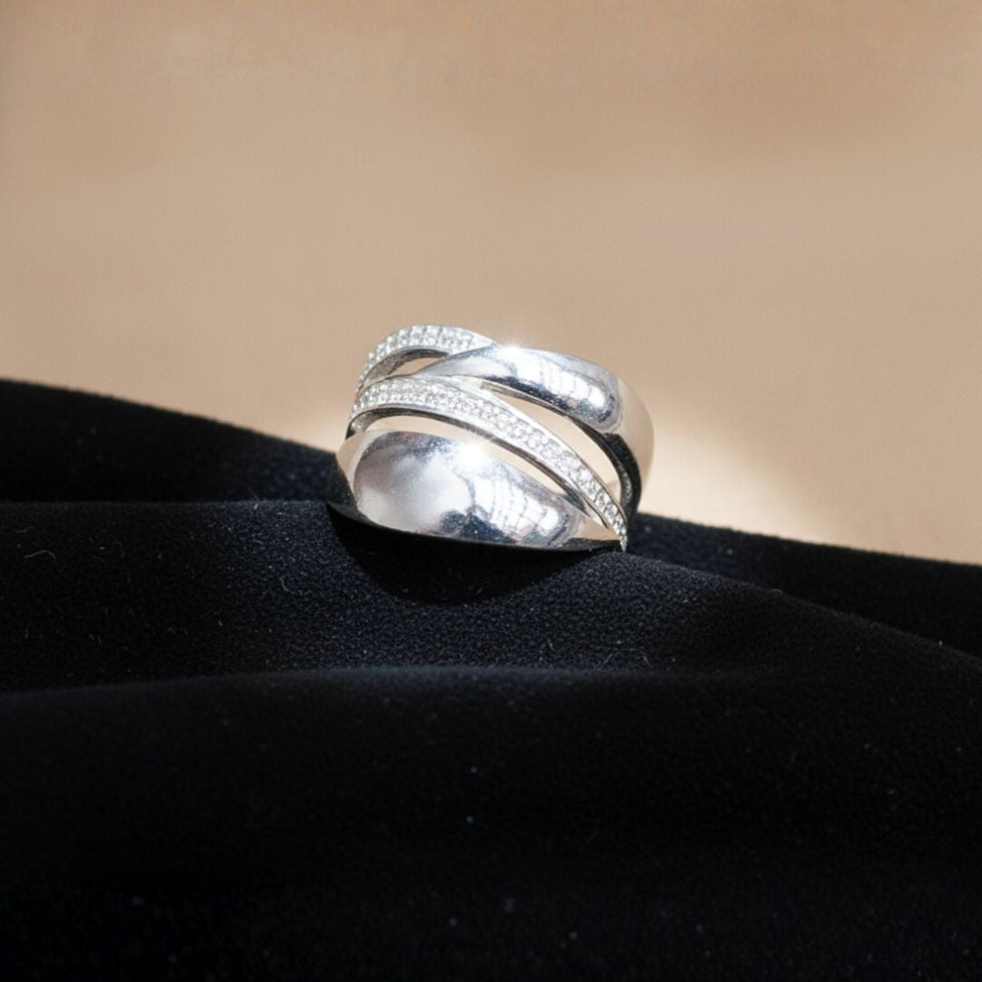 LUNA CLARA  ANILLO DE PLATA Y 2 C/STRASS