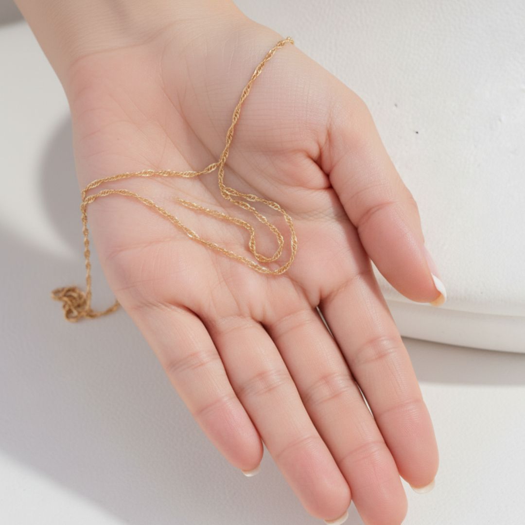 GOLDEN  SPIN CLASSIC CADENA DE ORO 14K GRUME TORZADA FINA 50CM