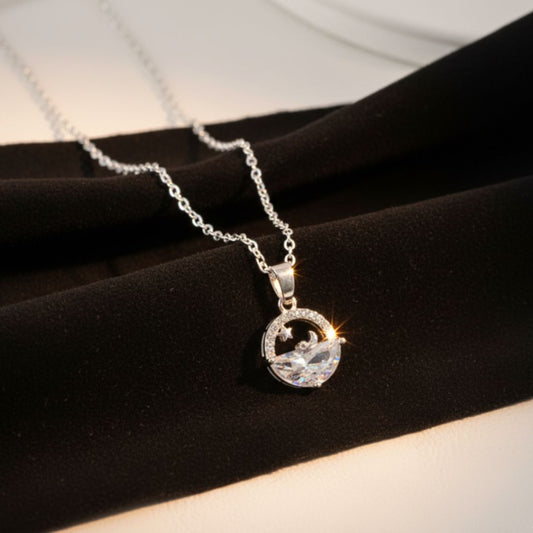 OCEAN  MOON SHINE COLLAR C/CADENA ACERO BLANCO C/DIJE OCEANO DE NOCHE