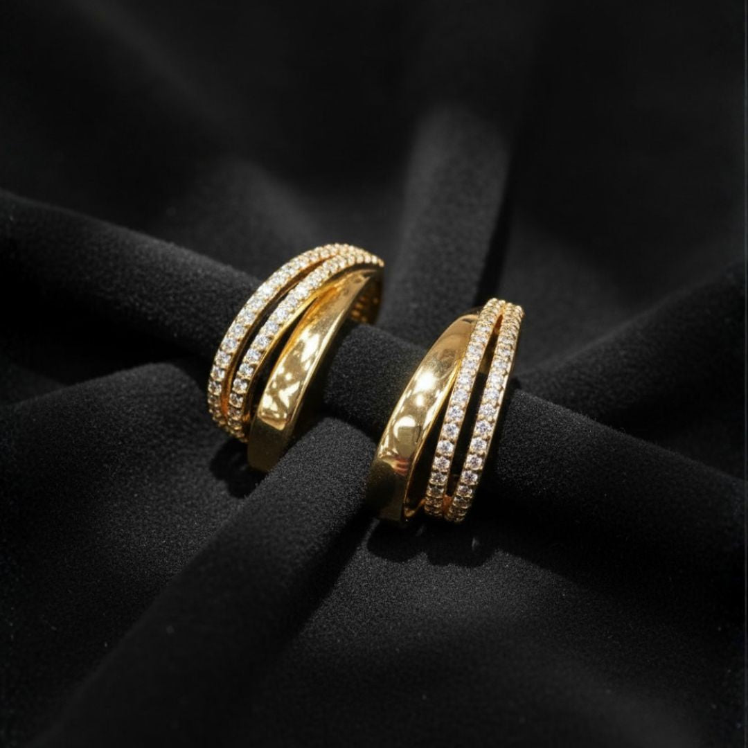 ETERNELLE ARO DE ORO 14K TIPO GARFIO LISO Y CON ZIRCON