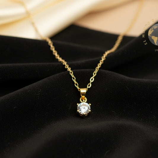 CADENA ACERO DORADO CON DIJE CUBIC