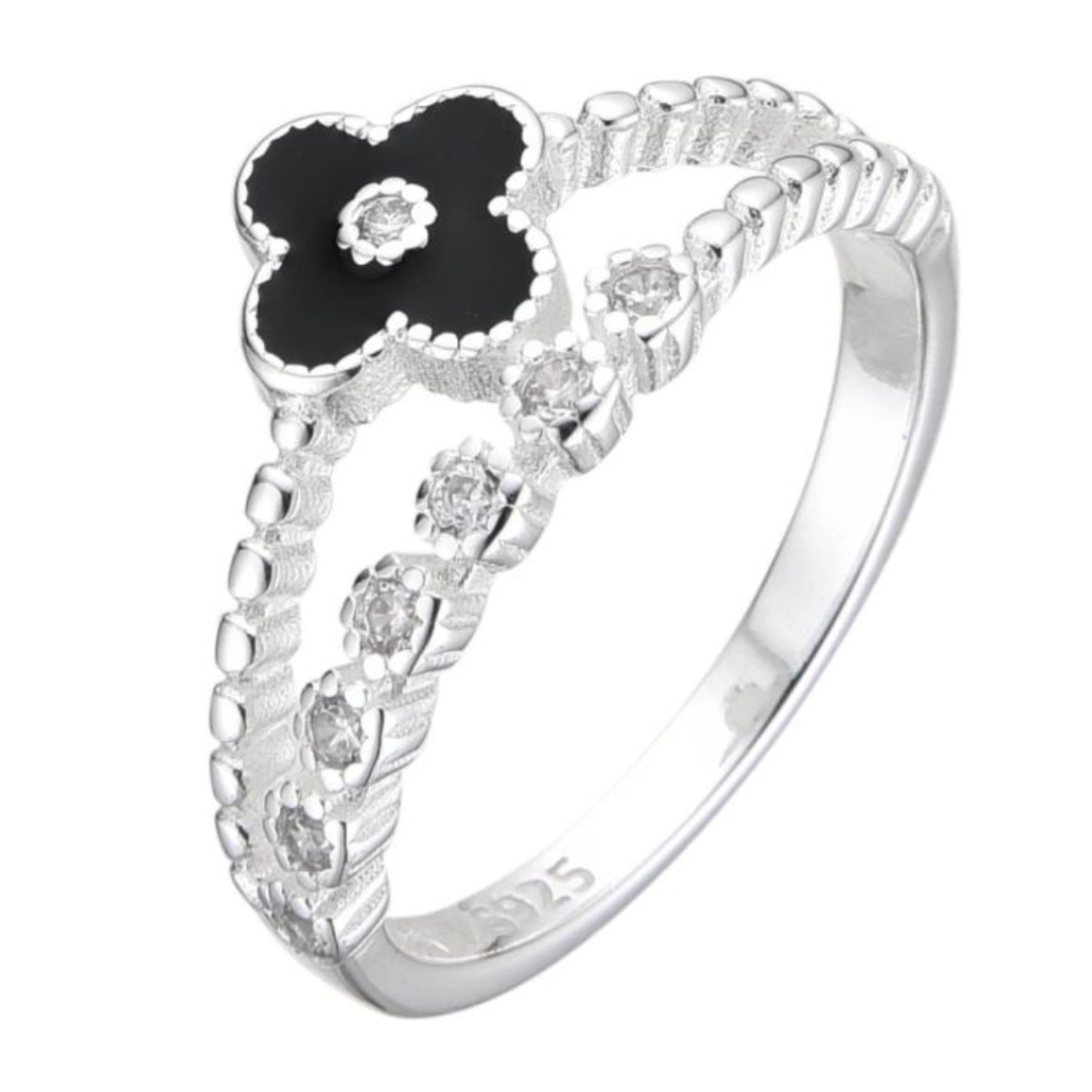 Noir Bloom — Anillo  de Plata 925